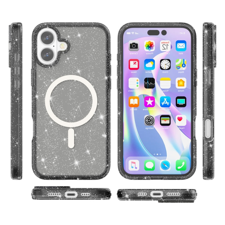 For iPhone 16 Terminator Style Glitter Powder MagSafe Magnetic Phone Case(Black) - iPhone 16 Cases by PMC Jewellery | Online Shopping South Africa | PMC Jewellery | Buy Now Pay Later Mobicred