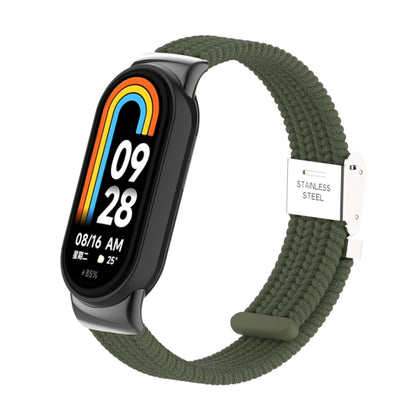 For Xiaomi Mi Band 8 / 8 NFC Metal Head + Nylon Braided Steel Buckle Watch Band(Dark Green) - Watch Bands by PMC Jewellery | Online Shopping South Africa | PMC Jewellery