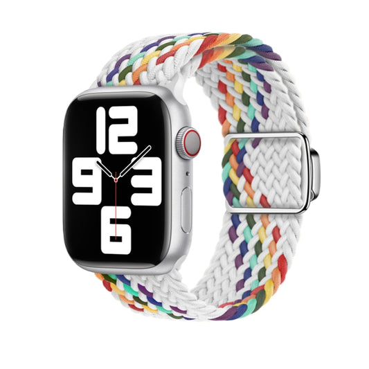 For Apple Watch Ultra 49mm Nylon Loop Magnetic Buckle Watch Band(White Rainbow) - Watch Bands by PMC Jewellery | Online Shopping South Africa | PMC Jewellery | Buy Now Pay Later Mobicred