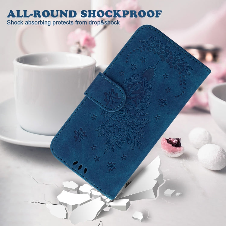 For Motorola Moto G Power 5G 2024 Butterfly Rose Embossed Leather Phone Case(Blue) - Motorola Cases by PMC Jewellery | Online Shopping South Africa | PMC Jewellery | Buy Now Pay Later Mobicred