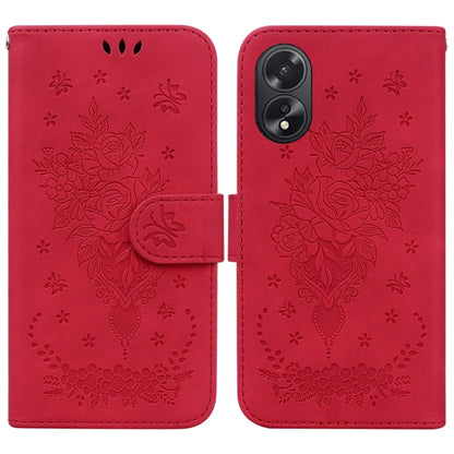 For OPPO A38 4G / A18 Butterfly Rose Embossed Leather Phone Case(Red) - A38 Cases by PMC Jewellery | Online Shopping South Africa | PMC Jewellery | Buy Now Pay Later Mobicred