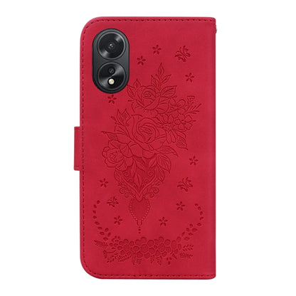 For OPPO A38 4G / A18 Butterfly Rose Embossed Leather Phone Case(Red) - A38 Cases by PMC Jewellery | Online Shopping South Africa | PMC Jewellery | Buy Now Pay Later Mobicred