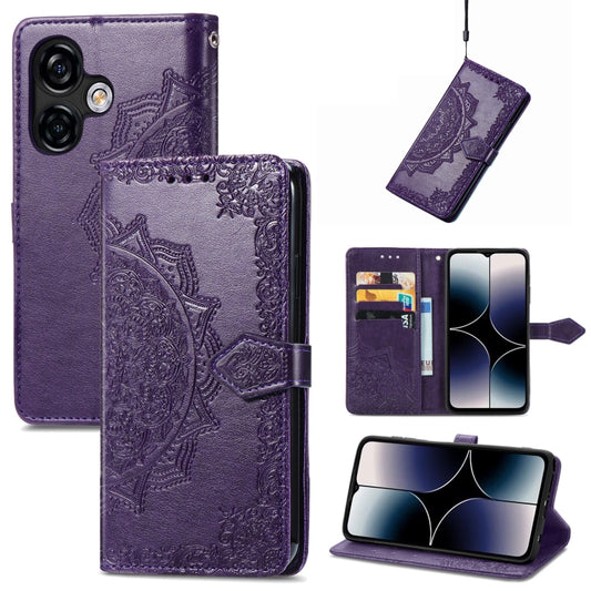 For Ulefone Note 16 Pro Mandala Flower Embossed Leather Phone Case(Purple) - Ulefone Cases by PMC Jewellery | Online Shopping South Africa | PMC Jewellery | Buy Now Pay Later Mobicred