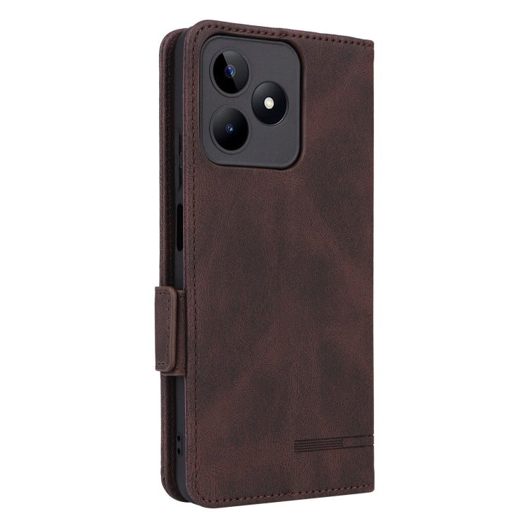 For Realme C53 4G / Narzo N53 4G Magnetic Clasp Leather Phone Case(Brown) - Realme Cases by PMC Jewellery | Online Shopping South Africa | PMC Jewellery | Buy Now Pay Later Mobicred