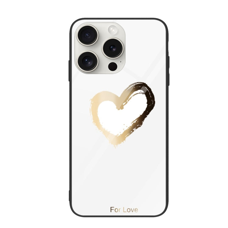 For iPhone 16 Pro Max Colorful Painted Glass Phone Case(Golden Love) - iPhone 16 Pro Max Cases by PMC Jewellery | Online Shopping South Africa | PMC Jewellery | Buy Now Pay Later Mobicred