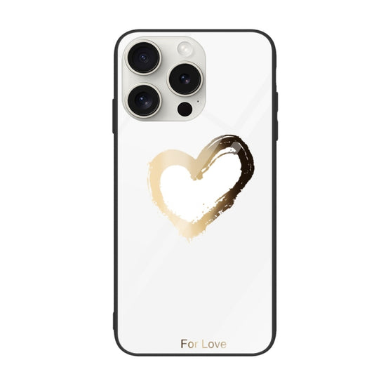 For iPhone 16 Pro Max Colorful Painted Glass Phone Case(Golden Love) - iPhone 16 Pro Max Cases by PMC Jewellery | Online Shopping South Africa | PMC Jewellery | Buy Now Pay Later Mobicred