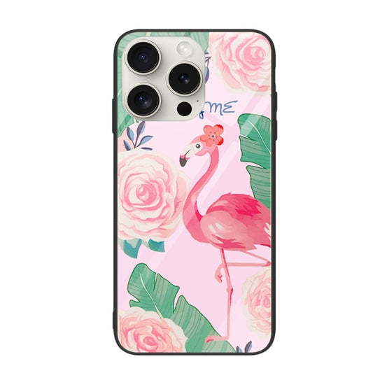 For iPhone 16 Pro Max Colorful Painted Glass Phone Case(Flamingo) - iPhone 16 Pro Max Cases by PMC Jewellery | Online Shopping South Africa | PMC Jewellery | Buy Now Pay Later Mobicred