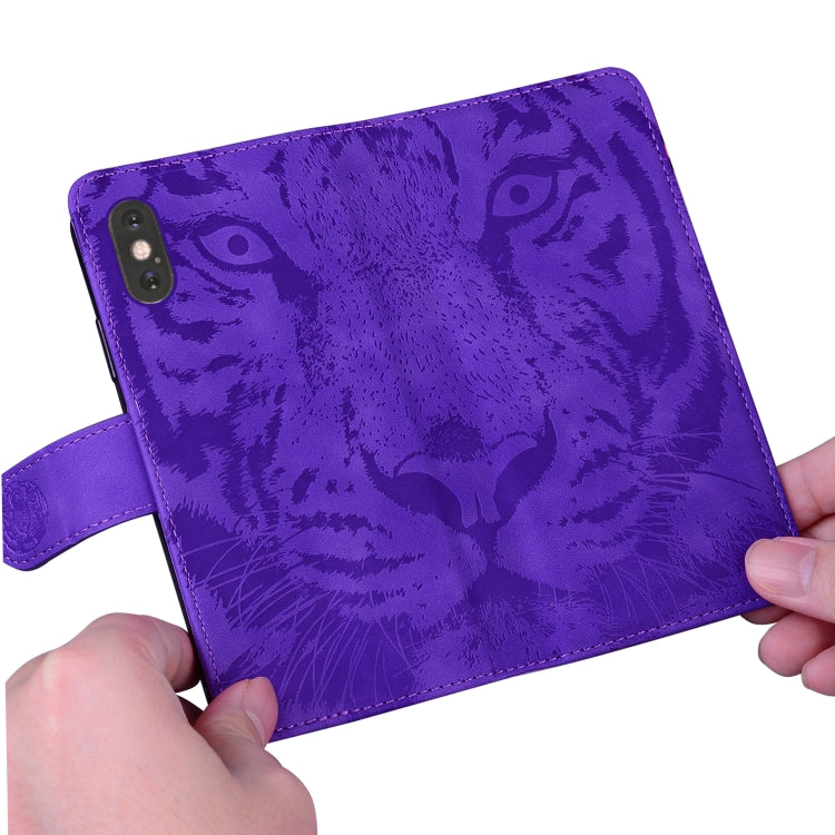 For iPhone SE 2024 Tiger Embossing Pattern Leather Phone Case(Purple) - More iPhone Cases by PMC Jewellery | Online Shopping South Africa | PMC Jewellery | Buy Now Pay Later Mobicred