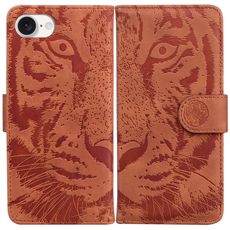 For iPhone SE 2024 Tiger Embossing Pattern Leather Phone Case(Brown) - More iPhone Cases by PMC Jewellery | Online Shopping South Africa | PMC Jewellery | Buy Now Pay Later Mobicred