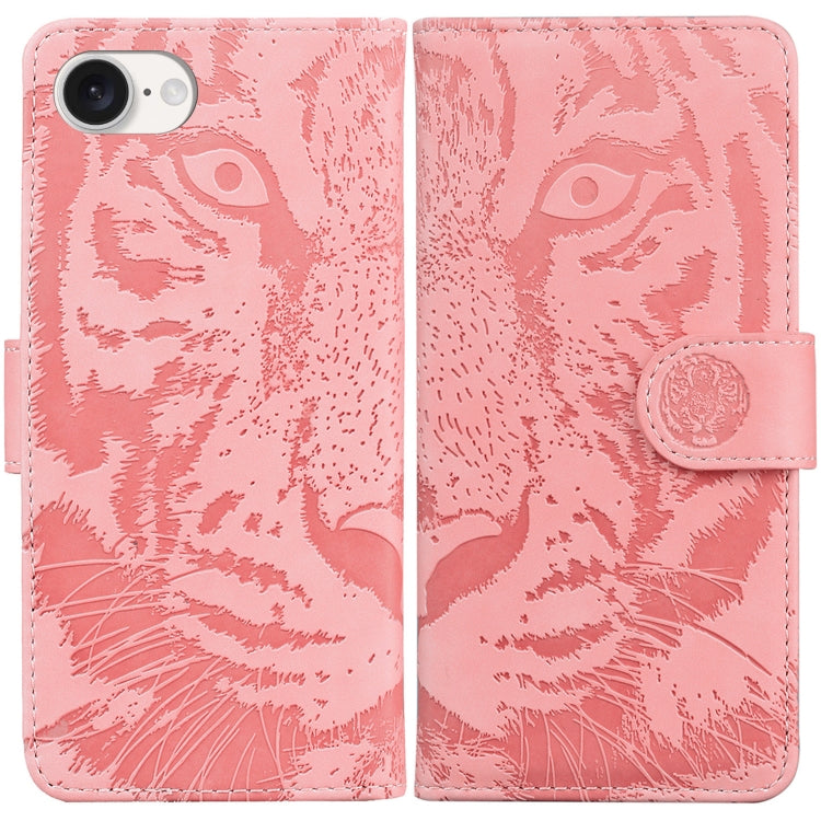 For iPhone SE 2024 Tiger Embossing Pattern Leather Phone Case(Pink) - More iPhone Cases by PMC Jewellery | Online Shopping South Africa | PMC Jewellery | Buy Now Pay Later Mobicred