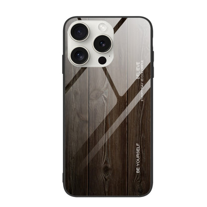 For iPhone 16 Pro Max Wood Grain Glass Phone Case(Black) - iPhone 16 Pro Max Cases by PMC Jewellery | Online Shopping South Africa | PMC Jewellery | Buy Now Pay Later Mobicred