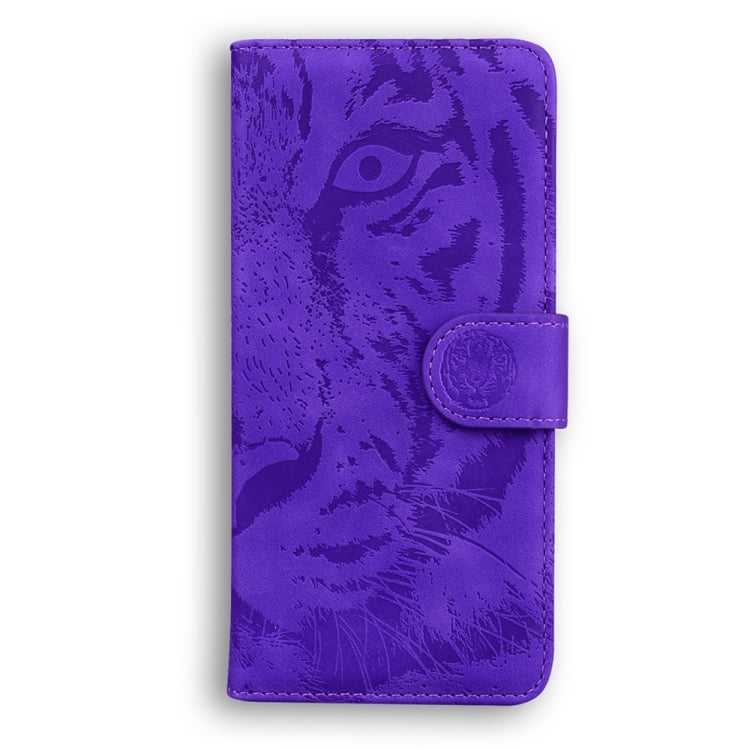 For Motorola Edge 2024 Tiger Embossing Pattern Leather Phone Case(Purple) - Motorola Cases by PMC Jewellery | Online Shopping South Africa | PMC Jewellery | Buy Now Pay Later Mobicred