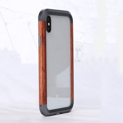 For iPhone X / XS R-JUST Metal + Wood Frame Protective Case - More iPhone Cases by R-JUST | Online Shopping South Africa | PMC Jewellery