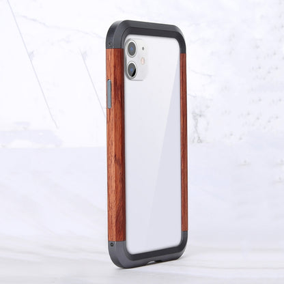 For iPhone XR R-JUST Metal + Wood Frame Protective Case - More iPhone Cases by R-JUST | Online Shopping South Africa | PMC Jewellery