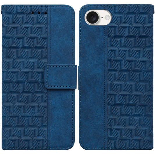 For iPhone SE 2024 Geometric Embossed Leather Phone Case(Blue) - More iPhone Cases by PMC Jewellery | Online Shopping South Africa | PMC Jewellery | Buy Now Pay Later Mobicred