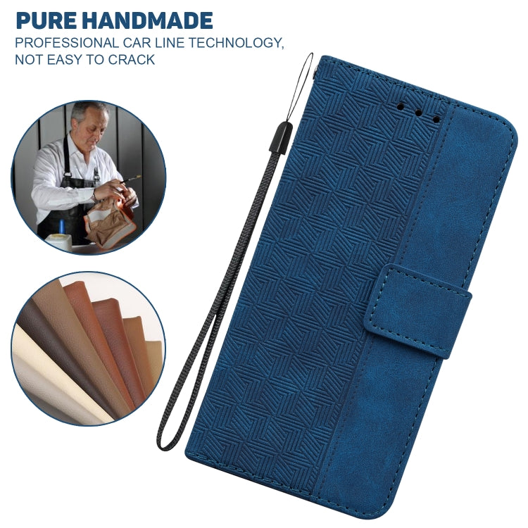 For iPhone SE 2024 Geometric Embossed Leather Phone Case(Blue) - More iPhone Cases by PMC Jewellery | Online Shopping South Africa | PMC Jewellery | Buy Now Pay Later Mobicred