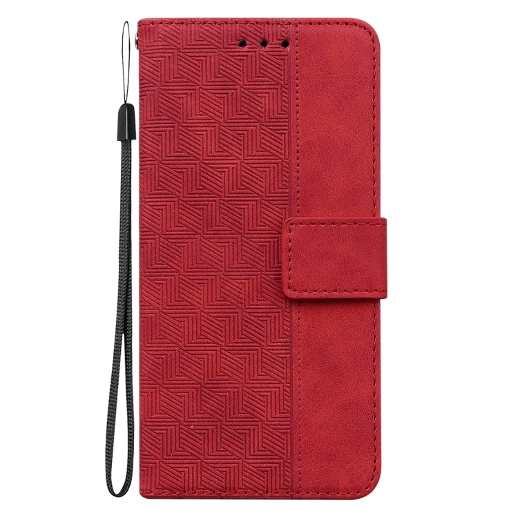 For iPhone 16 Geometric Embossed Leather Phone Case(Red) - iPhone 16 Cases by PMC Jewellery | Online Shopping South Africa | PMC Jewellery | Buy Now Pay Later Mobicred