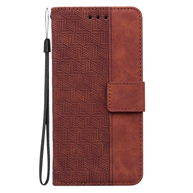 For iPhone 16 Pro Max Geometric Embossed Leather Phone Case(Brown) - iPhone 16 Pro Max Cases by PMC Jewellery | Online Shopping South Africa | PMC Jewellery | Buy Now Pay Later Mobicred