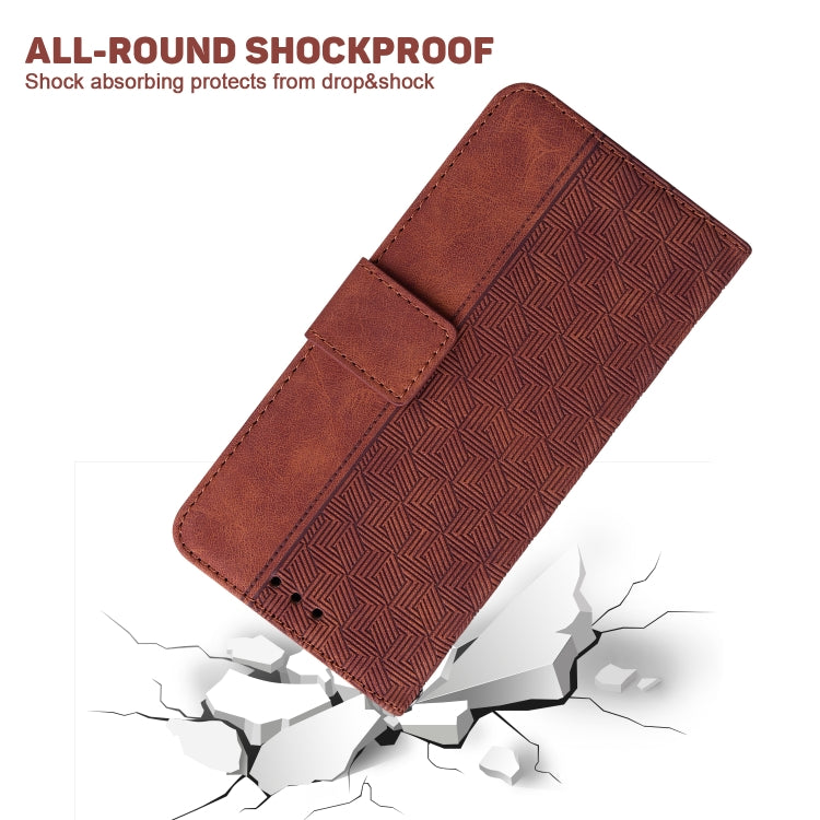 For Motorola Moto G Play 4G 2024 Geometric Embossed Leather Phone Case(Brown) - Motorola Cases by PMC Jewellery | Online Shopping South Africa | PMC Jewellery | Buy Now Pay Later Mobicred