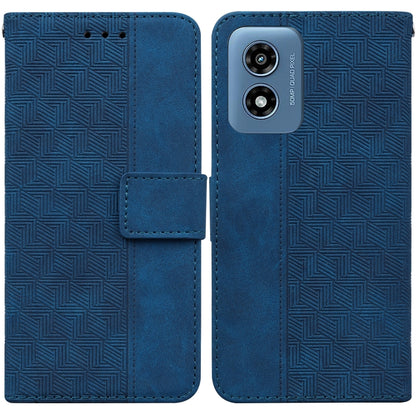 For Motorola Moto G Play 4G 2024 Geometric Embossed Leather Phone Case(Blue) - Motorola Cases by PMC Jewellery | Online Shopping South Africa | PMC Jewellery | Buy Now Pay Later Mobicred