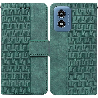 For Motorola Moto G Play 4G 2024 Geometric Embossed Leather Phone Case(Green) - Motorola Cases by PMC Jewellery | Online Shopping South Africa | PMC Jewellery | Buy Now Pay Later Mobicred