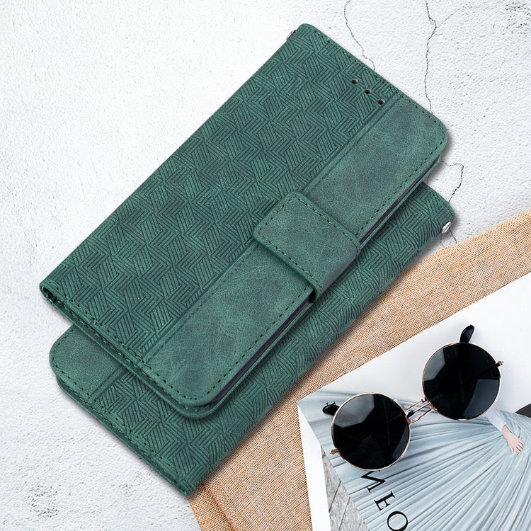 For Motorola Moto G Play 4G 2024 Geometric Embossed Leather Phone Case(Green) - Motorola Cases by PMC Jewellery | Online Shopping South Africa | PMC Jewellery | Buy Now Pay Later Mobicred