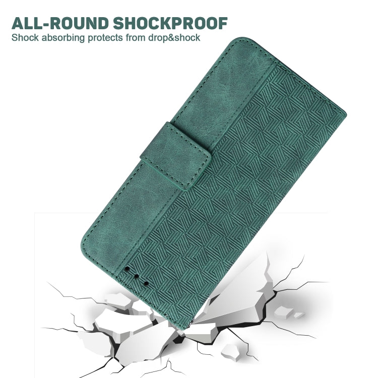 For Motorola Moto G Play 4G 2024 Geometric Embossed Leather Phone Case(Green) - Motorola Cases by PMC Jewellery | Online Shopping South Africa | PMC Jewellery | Buy Now Pay Later Mobicred