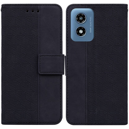 For Motorola Moto G Play 4G 2024 Geometric Embossed Leather Phone Case(Black) - Motorola Cases by PMC Jewellery | Online Shopping South Africa | PMC Jewellery | Buy Now Pay Later Mobicred