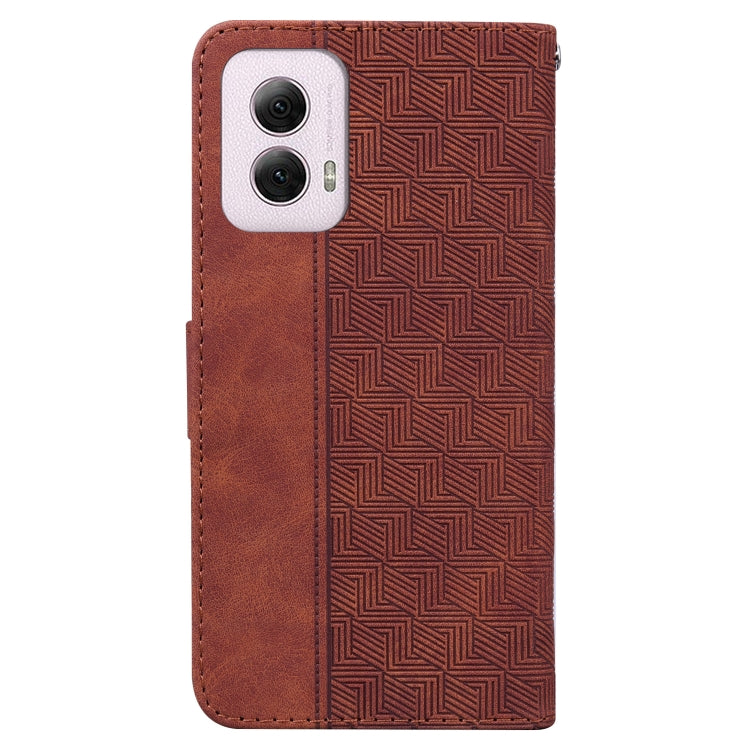 For Motorola Moto G Power 5G 2024 Geometric Embossed Leather Phone Case(Brown) - Motorola Cases by PMC Jewellery | Online Shopping South Africa | PMC Jewellery | Buy Now Pay Later Mobicred