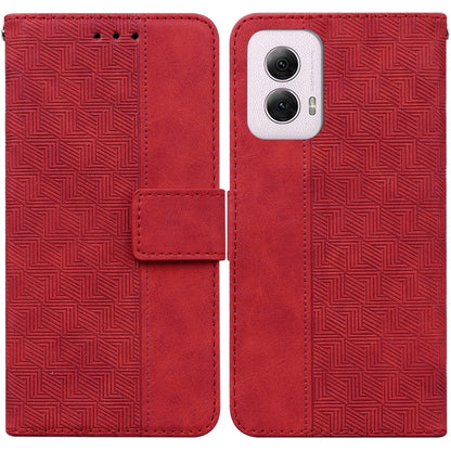 For Motorola Moto G Power 5G 2024 Geometric Embossed Leather Phone Case(Red) - Motorola Cases by PMC Jewellery | Online Shopping South Africa | PMC Jewellery | Buy Now Pay Later Mobicred