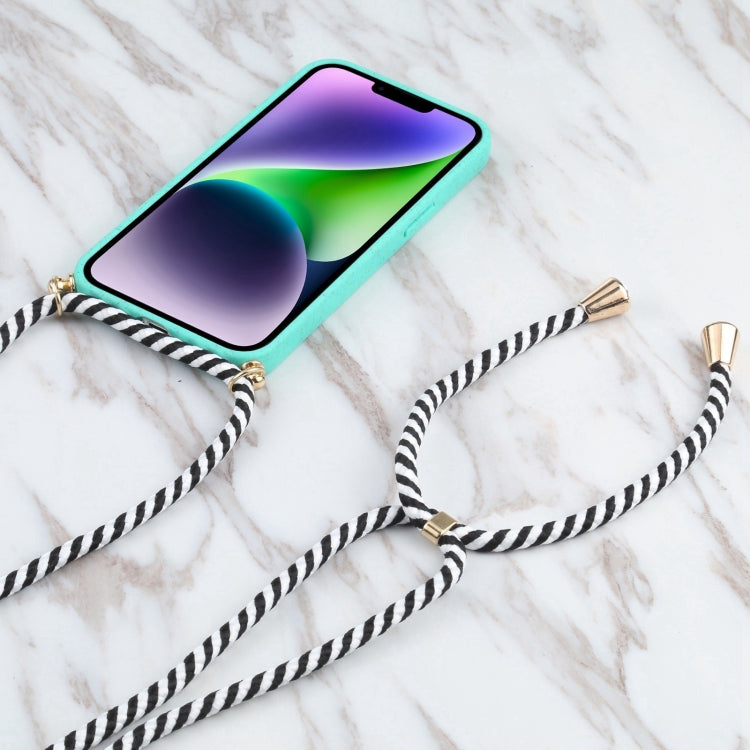 For iPhone 16 Pro Wheat Straw TPU Shockproof Phone Case with Neck Lanyard(Green) - iPhone 16 Pro Cases by PMC Jewellery | Online Shopping South Africa | PMC Jewellery | Buy Now Pay Later Mobicred