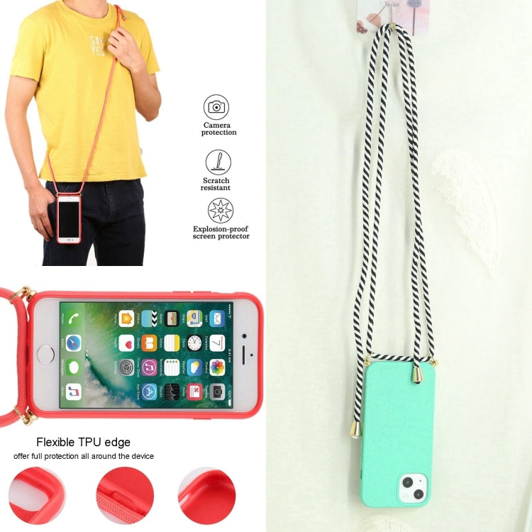 For iPhone 16 Pro Wheat Straw TPU Shockproof Phone Case with Neck Lanyard(Green) - iPhone 16 Pro Cases by PMC Jewellery | Online Shopping South Africa | PMC Jewellery | Buy Now Pay Later Mobicred