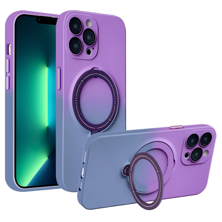 For iPhone 13 Pro Max MagSafe Holder Gradient TPU Phone Case(Deep Purple Gray) - iPhone 13 Pro Max Cases by PMC Jewellery | Online Shopping South Africa | PMC Jewellery