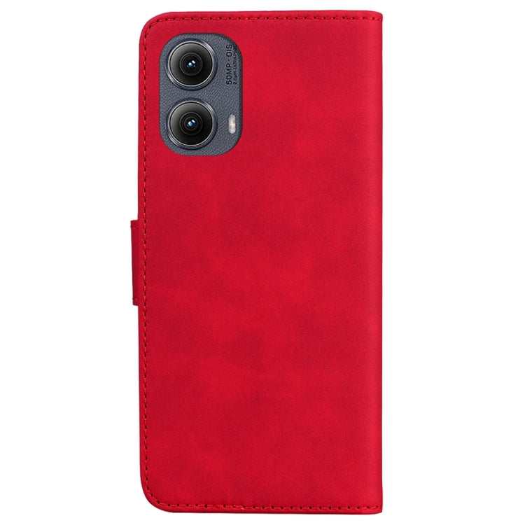 For Motorola Edge 2024 Skin Feel Pure Color Flip Leather Phone Case(Red) - Motorola Cases by PMC Jewellery | Online Shopping South Africa | PMC Jewellery | Buy Now Pay Later Mobicred