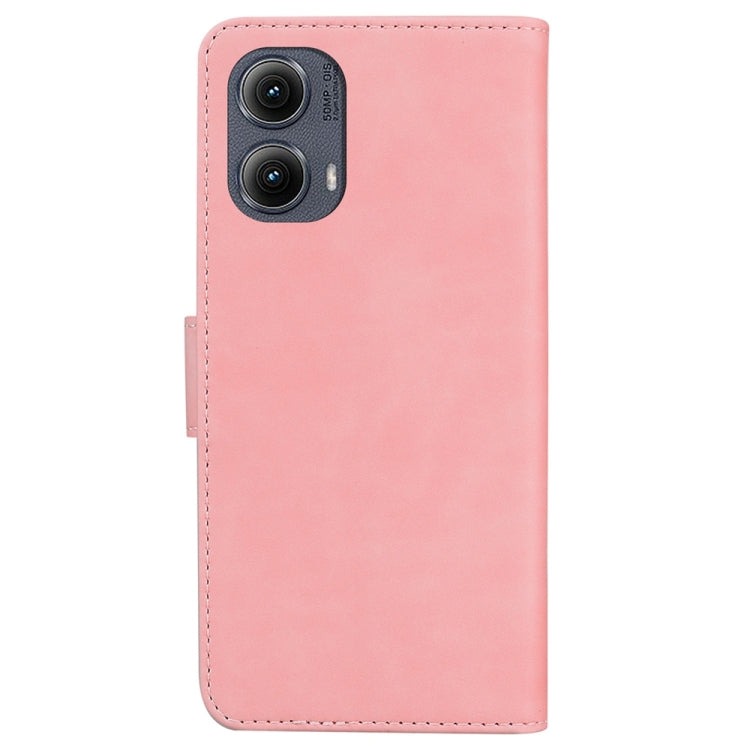 For Motorola Edge 2024 Skin Feel Pure Color Flip Leather Phone Case(Pink) - Motorola Cases by PMC Jewellery | Online Shopping South Africa | PMC Jewellery | Buy Now Pay Later Mobicred