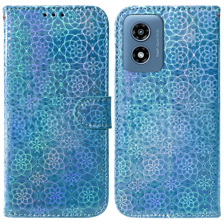 For Motorola Moto G Play 4G 2024 Colorful Magnetic Buckle Leather Phone Case(Blue) - Motorola Cases by PMC Jewellery | Online Shopping South Africa | PMC Jewellery | Buy Now Pay Later Mobicred