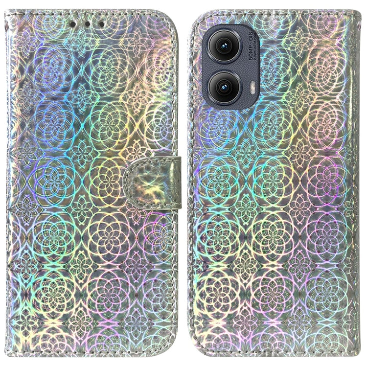 For Motorola Edge 2024 Colorful Magnetic Buckle Leather Phone Case(Silver) - Motorola Cases by PMC Jewellery | Online Shopping South Africa | PMC Jewellery | Buy Now Pay Later Mobicred