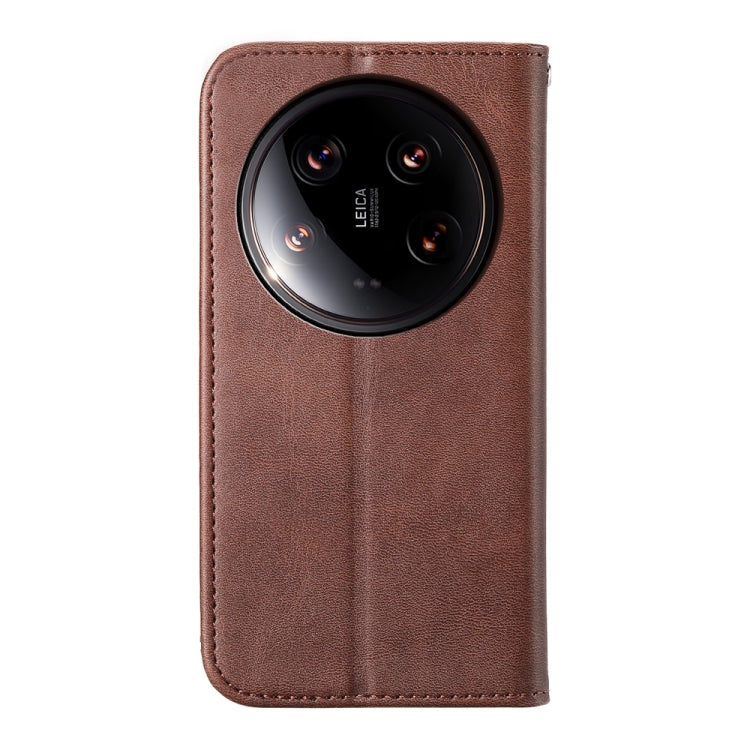 For Xiaomi 14 Ultra Cubic Grid Calf Texture Magnetic Leather Phone Case(Brown) - 14 Ultra Cases by PMC Jewellery | Online Shopping South Africa | PMC Jewellery | Buy Now Pay Later Mobicred