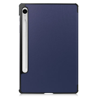 For Samsung Galaxy Tab S9 FE Custer Pure Color 3-Fold Holder Smart Leather Tablet Case(Dark Blue) - Galaxy Tab S9 FE by PMC Jewellery | Online Shopping South Africa | PMC Jewellery | Buy Now Pay Later Mobicred