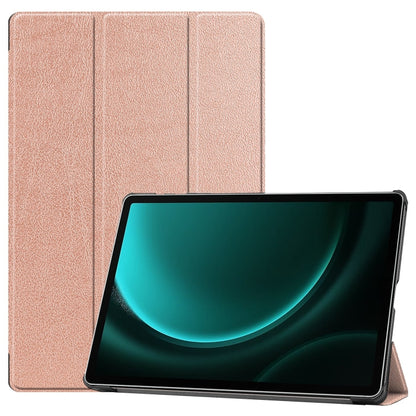 For Samsung Galaxy Tab S9 FE+ / S10+ Custer Pure Color 3-Fold Holder Smart Leather Tablet Case(Rose Gold) - Galaxy Tab S9 FE+ by PMC Jewellery | Online Shopping South Africa | PMC Jewellery | Buy Now Pay Later Mobicred