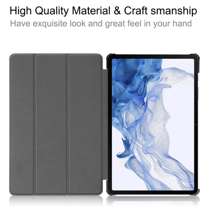 For Samsung Galaxy Tab S9 Custer Painted 3-Fold Holder Smart Leather Tablet Case(Graffiti) - Galaxy Tab S9 Cases by PMC Jewellery | Online Shopping South Africa | PMC Jewellery | Buy Now Pay Later Mobicred