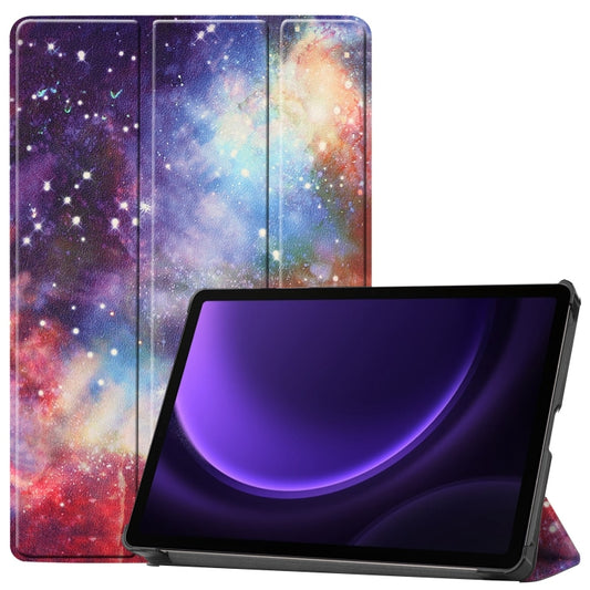 For Samsung Galaxy Tab S9 FE Custer Painted 3-Fold Holder Smart Leather Tablet Case(Milky Way Nebula) - Galaxy Tab S9 FE by PMC Jewellery | Online Shopping South Africa | PMC Jewellery