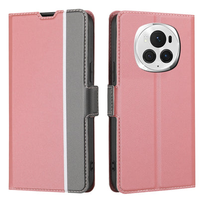 For Honor Magic6 Pro Twill Texture Side Button Leather Phone Case(Pink) - Honor Cases by PMC Jewellery | Online Shopping South Africa | PMC Jewellery | Buy Now Pay Later Mobicred