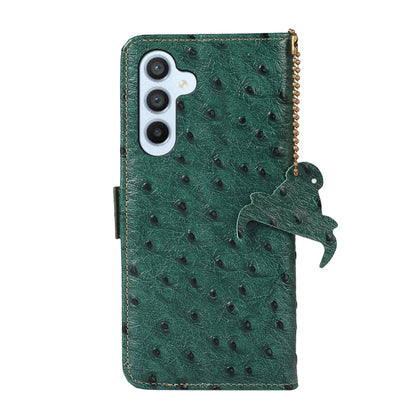 For Samsung Galaxy S24 Ostrich Pattern Genuine Leather RFID Phone Case(Green) - Galaxy Phone Cases by PMC Jewellery | Online Shopping South Africa | PMC Jewellery | Buy Now Pay Later Mobicred