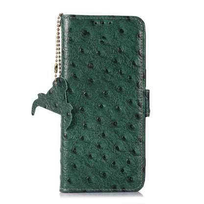 For Samsung Galaxy S24 Ultra Ostrich Pattern Genuine Leather RFID Phone Case(Green) - Galaxy Phone Cases by PMC Jewellery | Online Shopping South Africa | PMC Jewellery | Buy Now Pay Later Mobicred