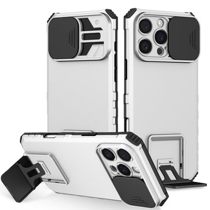 For iPhone 16 Pro Stereoscopic Holder Sliding Camshield Phone Case(White) - iPhone 16 Pro Cases by PMC Jewellery | Online Shopping South Africa | PMC Jewellery | Buy Now Pay Later Mobicred