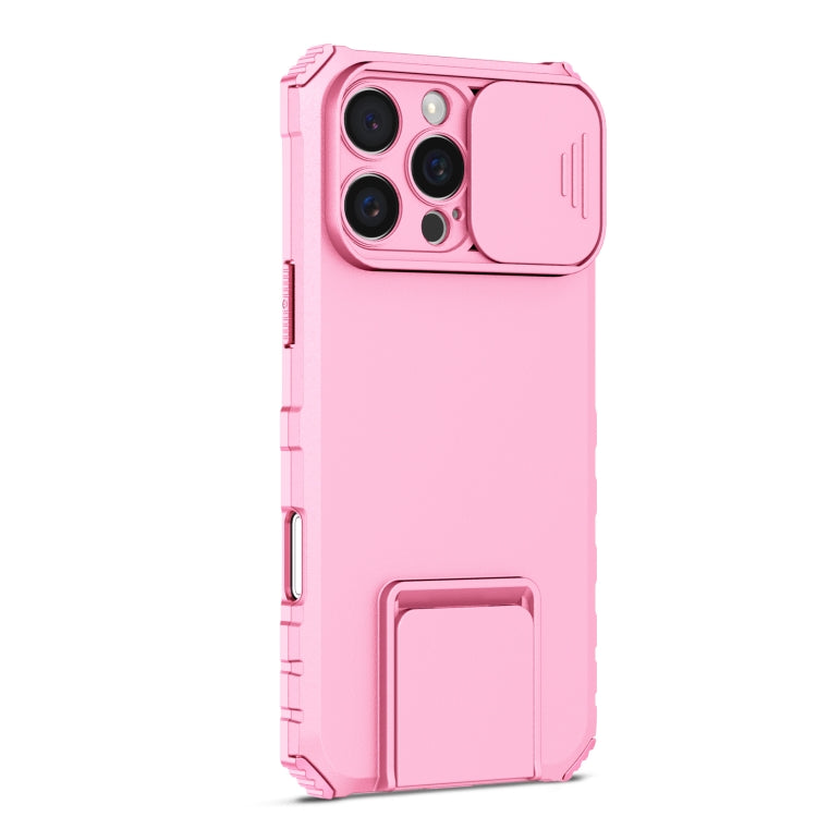 For iPhone 16 Pro Stereoscopic Holder Sliding Camshield Phone Case(Pink) - iPhone 16 Pro Cases by PMC Jewellery | Online Shopping South Africa | PMC Jewellery | Buy Now Pay Later Mobicred