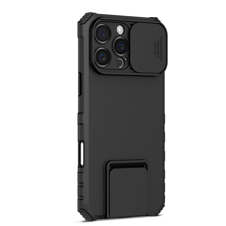 For iPhone 16 Pro Stereoscopic Holder Sliding Camshield Phone Case(Black) - iPhone 16 Pro Cases by PMC Jewellery | Online Shopping South Africa | PMC Jewellery | Buy Now Pay Later Mobicred