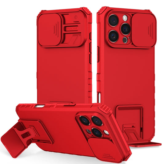 For iPhone 16 Pro Stereoscopic Holder Sliding Camshield Phone Case(Red) - iPhone 16 Pro Cases by PMC Jewellery | Online Shopping South Africa | PMC Jewellery | Buy Now Pay Later Mobicred