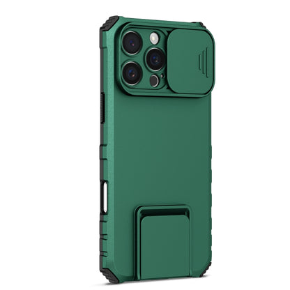 For iPhone 16 Pro Stereoscopic Holder Sliding Camshield Phone Case(Green) - iPhone 16 Pro Cases by PMC Jewellery | Online Shopping South Africa | PMC Jewellery | Buy Now Pay Later Mobicred